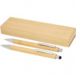 Set de boligrafo y portaminas de bambu Oblys tinta negra