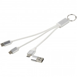 Cable de carga 4 en 1 de aluminio reciclado con llavero Metal