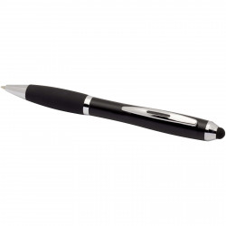 Boligrafo de plastico reciclado con certificado RCS stylus cuerpo de color y empunadura negra tinta negra Nash