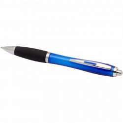 Boligrafo de plastico reciclado con certificado RCS cuerpo de color y empunadura negra tinta negra Nash